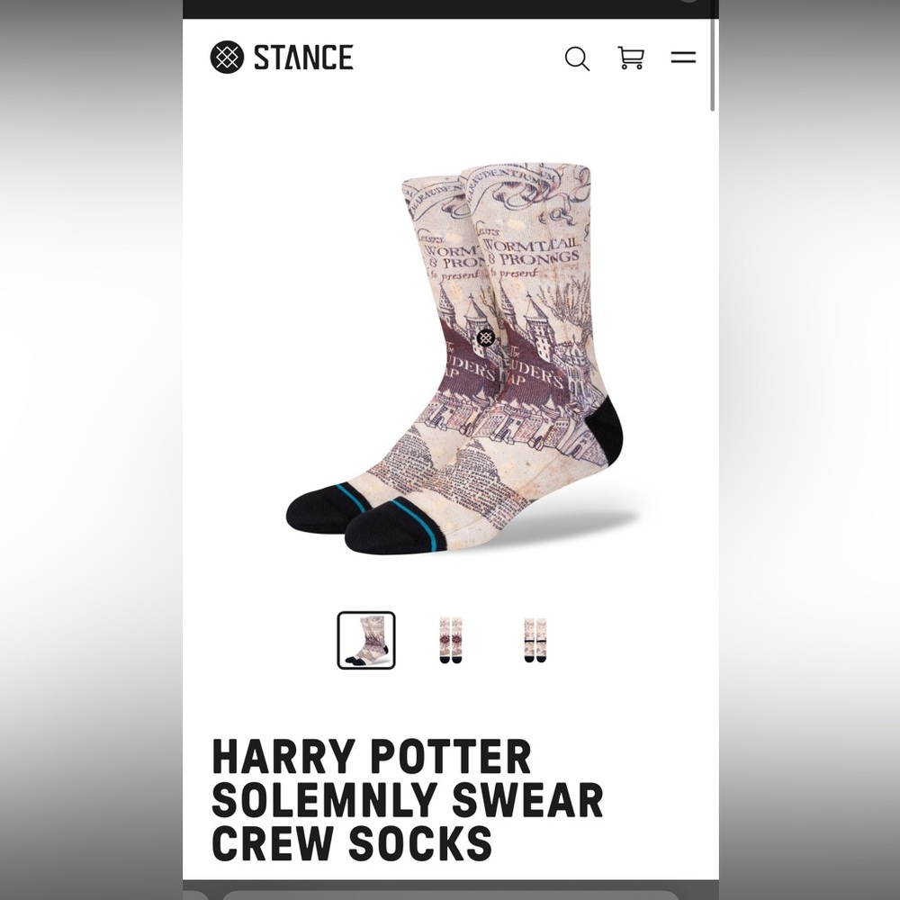 Stance Harry Potter Marauders Map Solemnly Swear Crew Socks